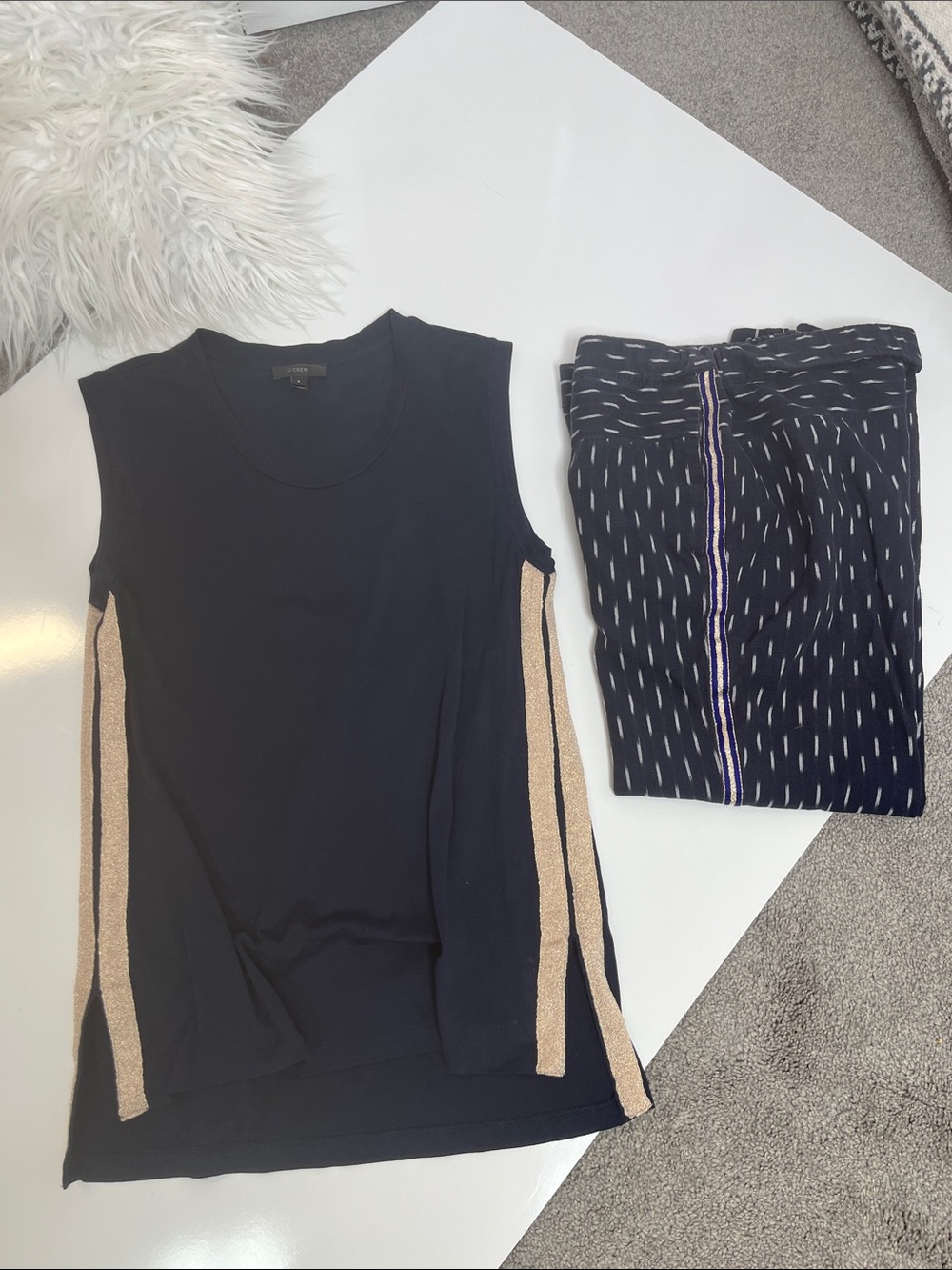 J. Crew Pants Set Navy and Gold